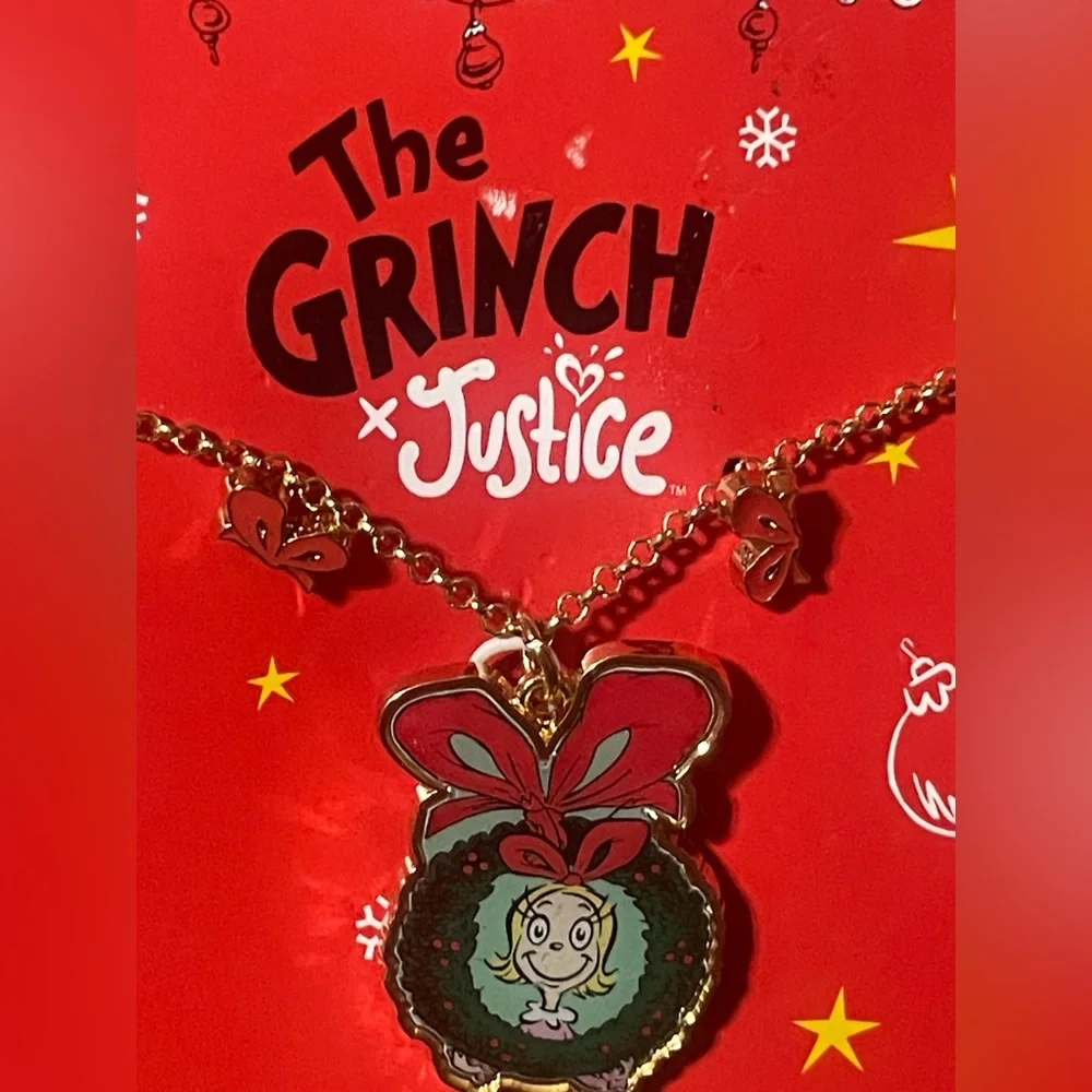 🔴3/$12 Justice Grinch Necklace and‎ Earring Set!